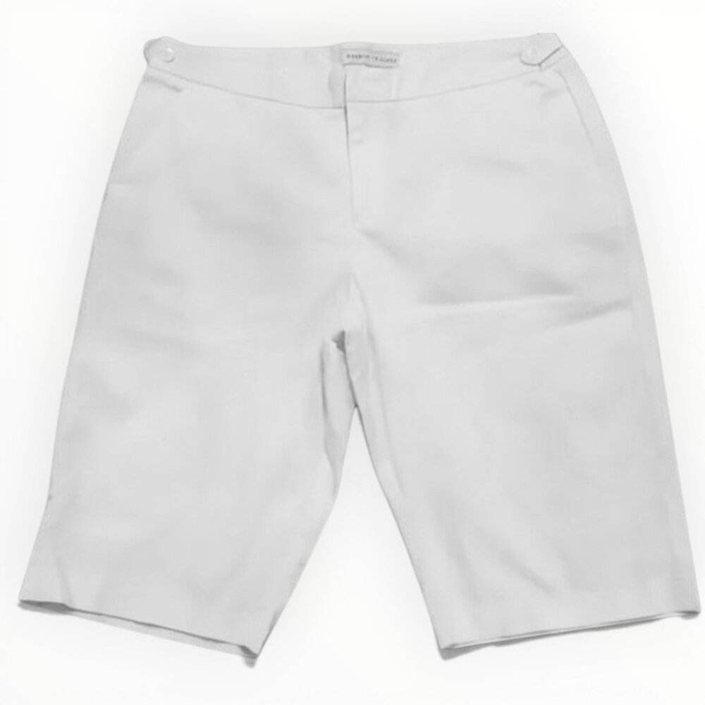 Bamboo Traders White Bermuda Shorts Womens Plus Size 16 Pockets Adjustable Waist